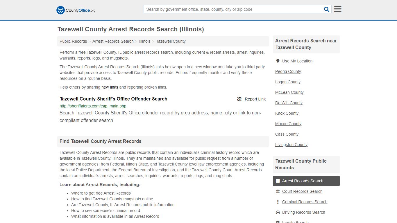 Arrest Records Search - Tazewell County, IL (Arrests & Mugshots)